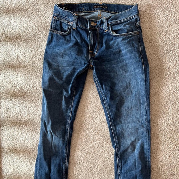 Nudie Jeans Mid-Blue Orange Tight Terry Size 28W/30L - Picture 2 of 5